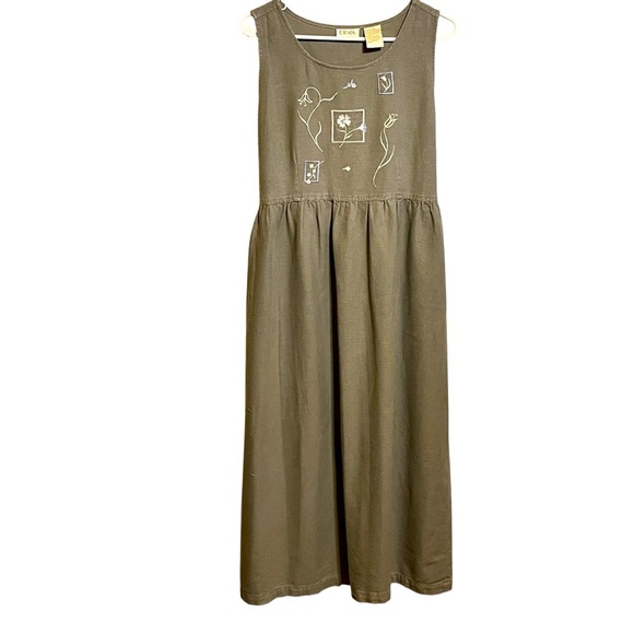 Erika Collection Embroidered Linen Cotton Sleeveless Maxi Dress Women’s Large - Picture 1 of 14